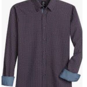 Men's Casual Button Down Shirt - Navy and Light Blue
